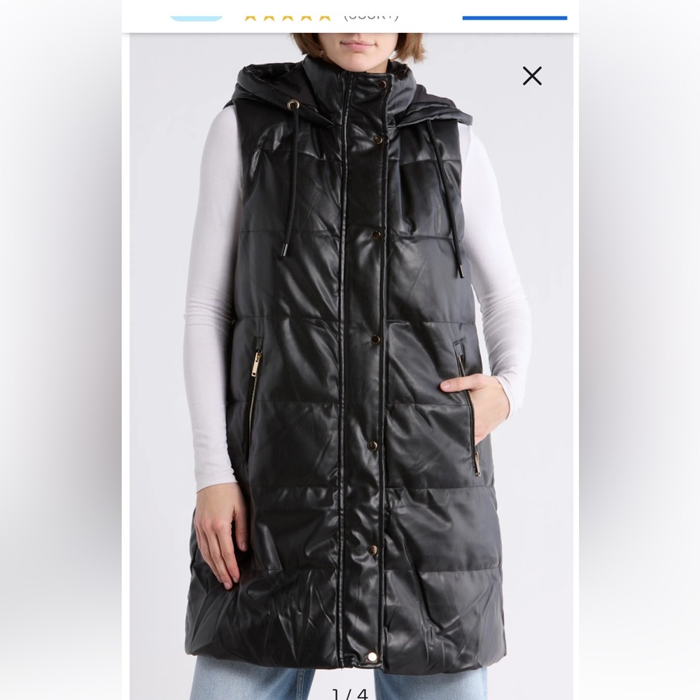 Love Token Charcoal Quilted Hooded Vest